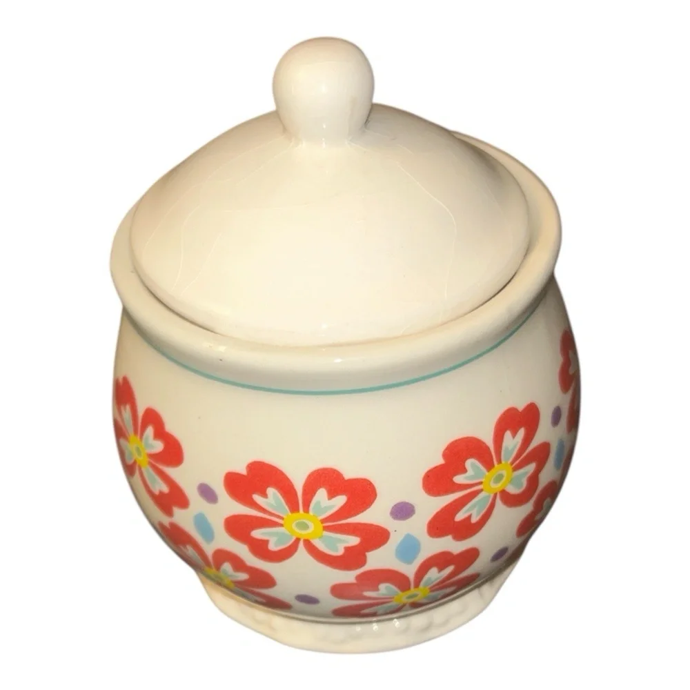 Pioneer Woman Floral Sugar Bowl with Lid Flea Market Farmhouse Kitchen Decor